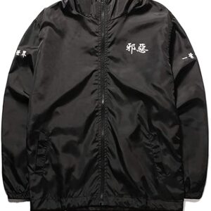 Aitfineism Windbreaker Casual Drawstring Hooded Zip Jackets