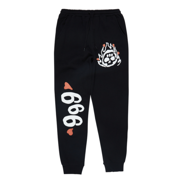 999 Club Burning Hearts Sweatpants Black